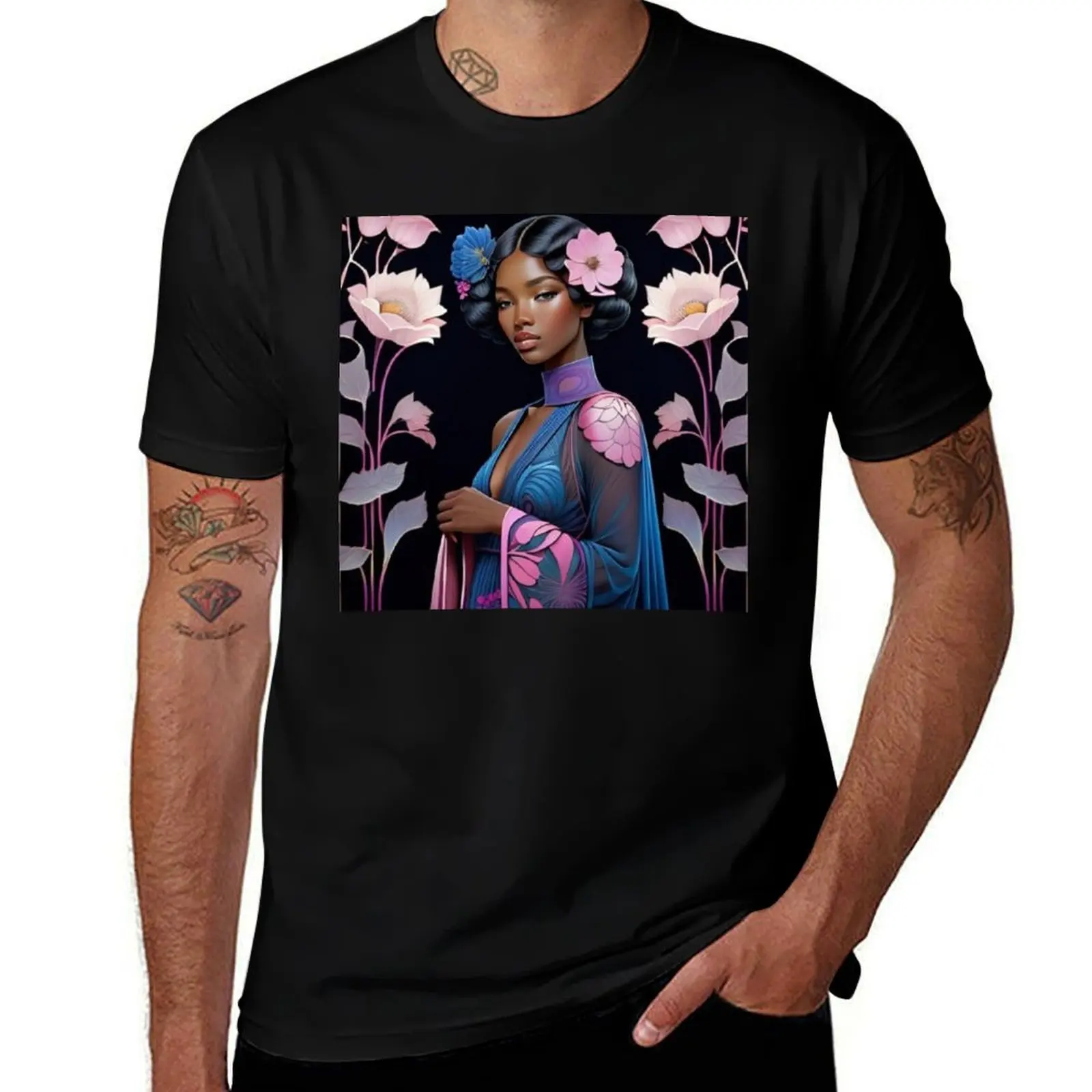 

Lovely Woman and Flowers T-Shirt t shirt man designer printed t shirts for man T-Shirt