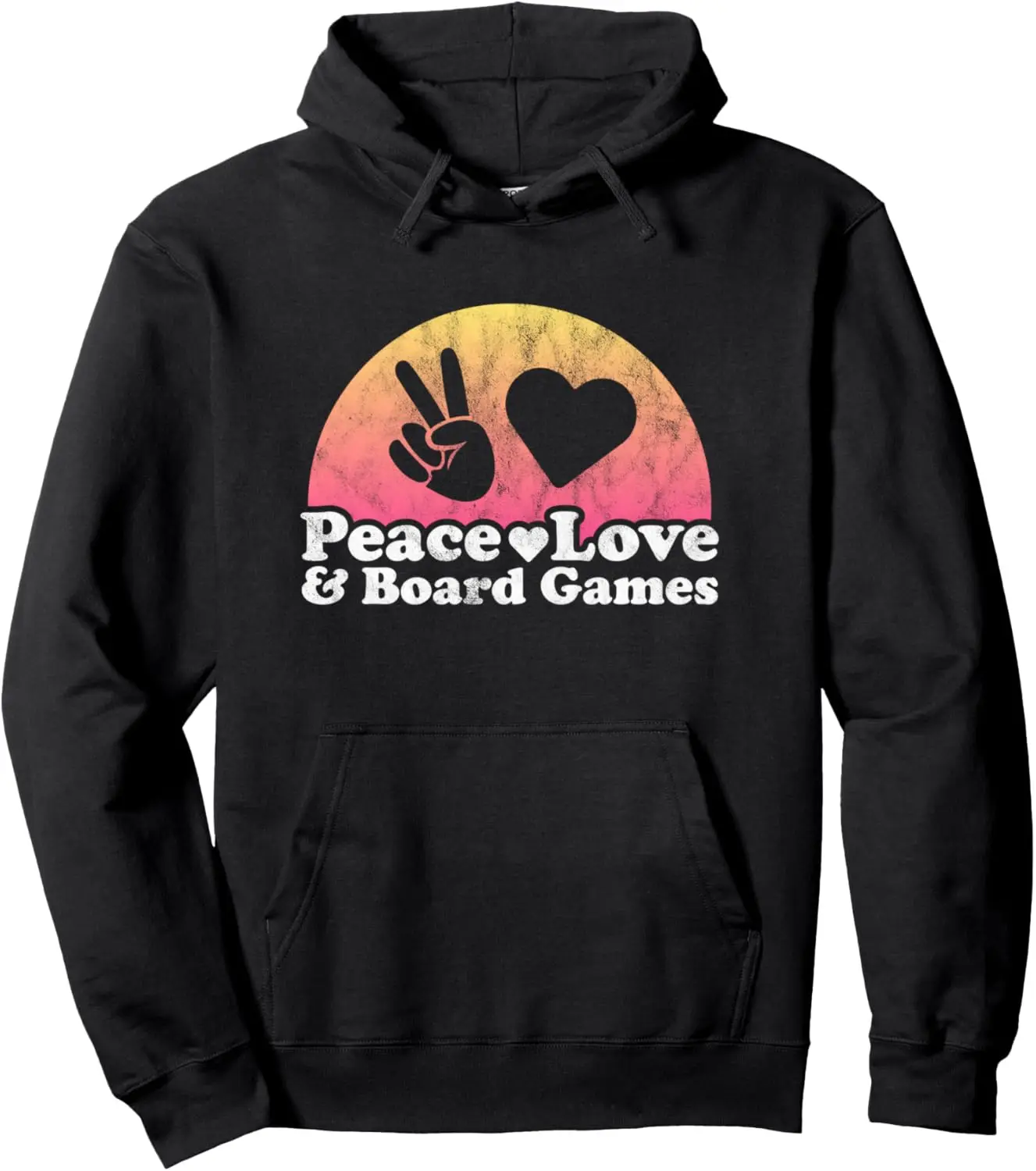 Peace Love and Board Games Board Game Pullover Hoodie Custom Printed Graphic Hoodie Customizable Sweatshirt Funny Tops