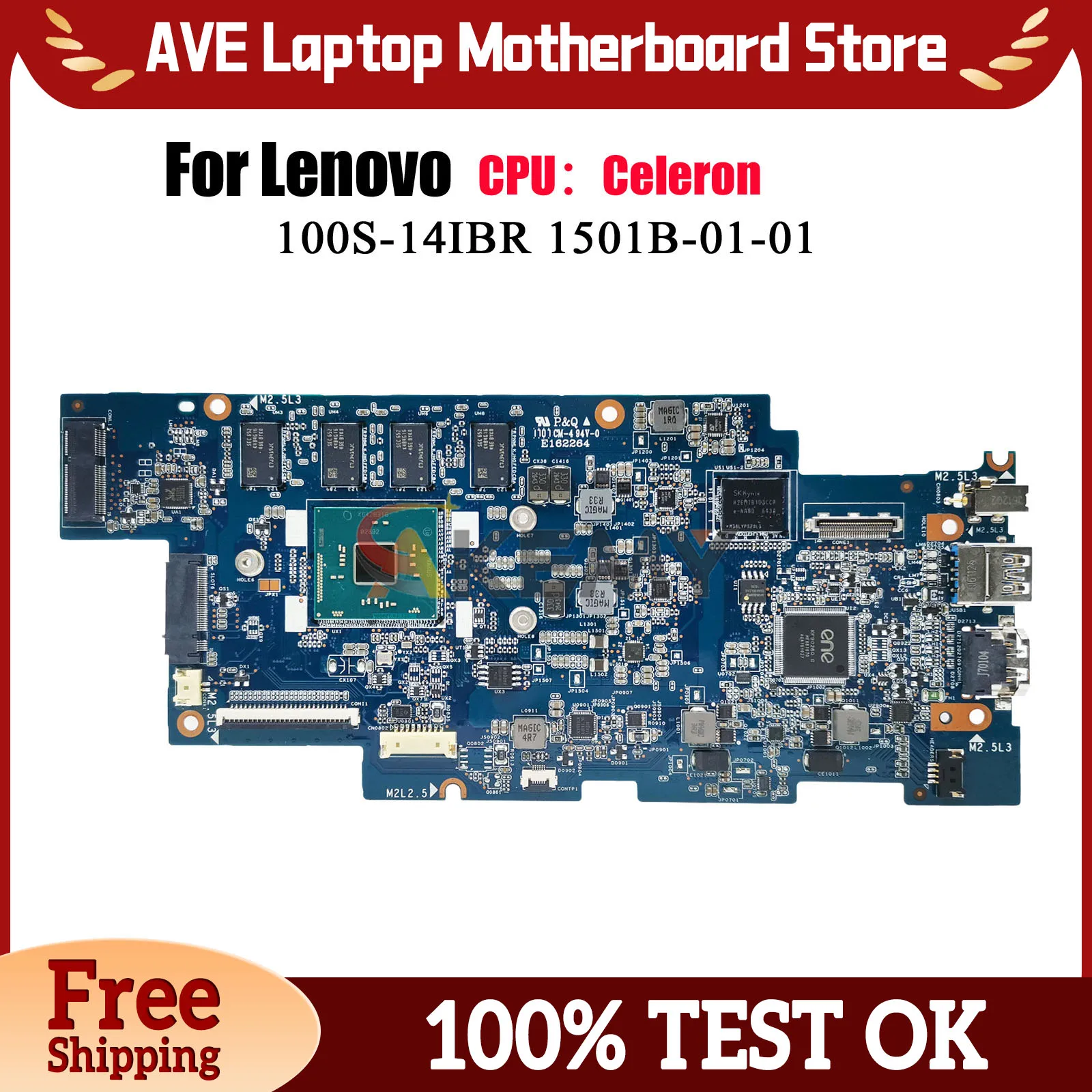 

100S-14IBR For Lenovo Ideapad 100S-14IBR Laptop Motherboard With N3050 N3060 CPU 2GB 4GB RAM 100% Fully Tested