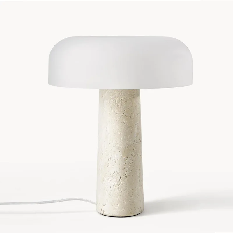 

Nordic simple modern travertine table lamp, study bedroom bedside lamp