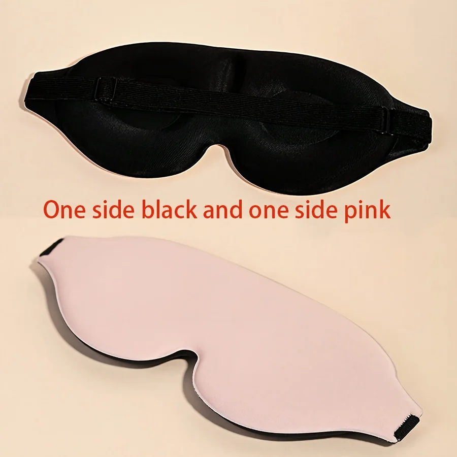 1pc Sleep Mask, 3D Deep Contoured Eye Mask Sleeping for Men And Women, Suitable Side Sleeper, 100% Light Blocking Blindfold & Eye Cover, Soft Comfort Eye Shade for Night Shift Travel Yoga Nap, Black and Pink view 3