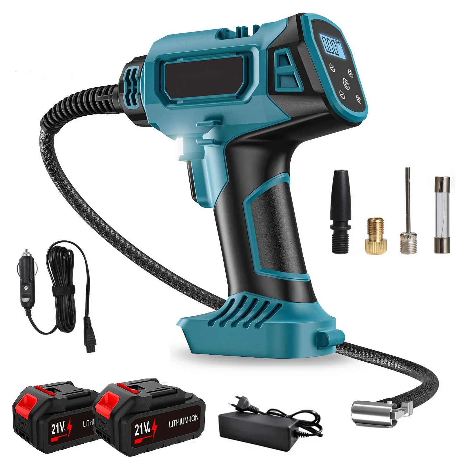 Draadloze opblaasbare pomp met digitaal display Draagbare auto elektrische luchtpomp voor Makita 18V batterij pneumatisch gereedschap