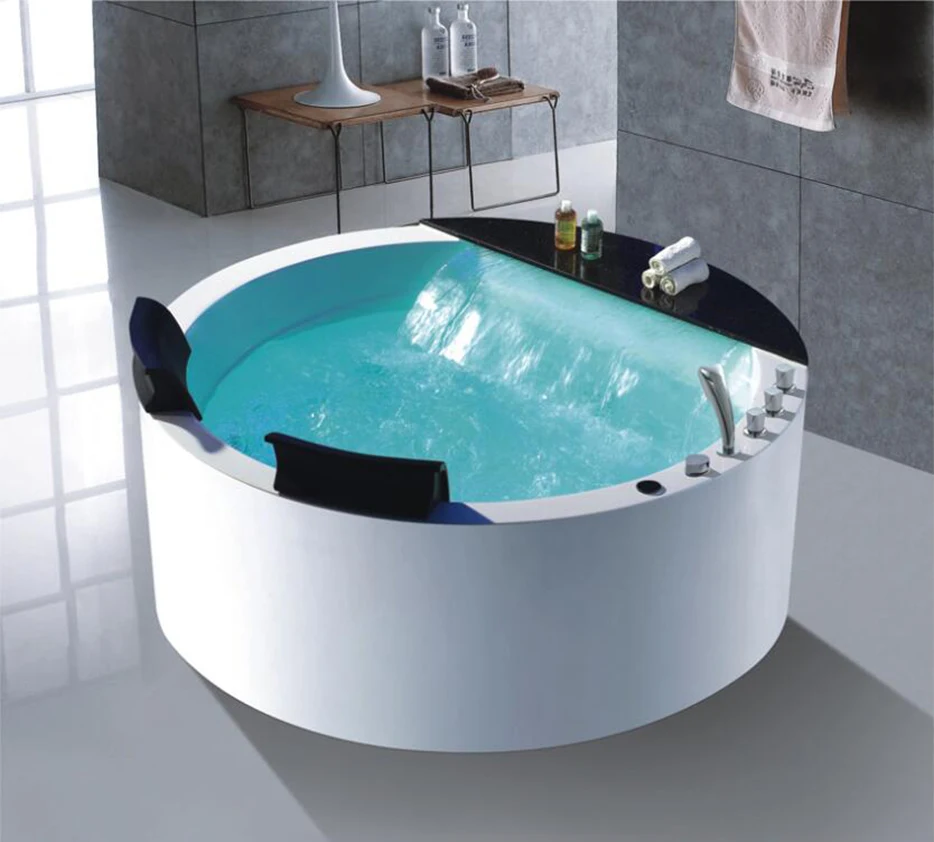 1500mm Round Whirlpool Bathtub Acrylic Hydromassage Waterfall Double People Hot Tub NS1106