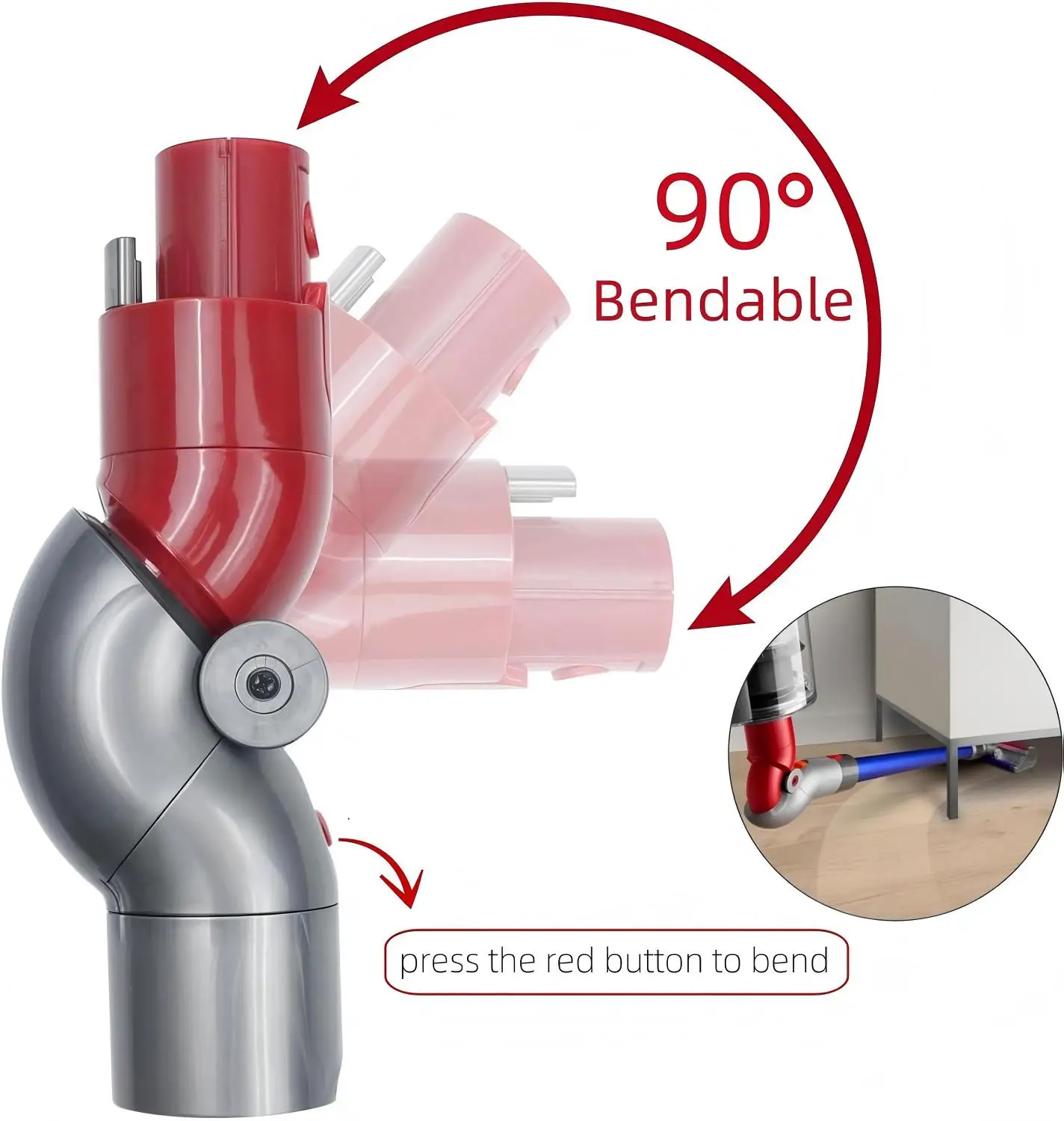 Image of Für Dyson V7 V8 V10 V11 V15 Staubsauger: Unterer Adapter und Oberer Adapter, Ersatzteile für den Low-Reach-Adapter