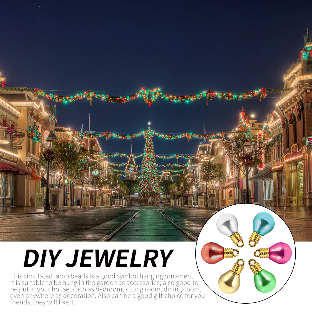 

100pcs Round Bulb Beads Large Hole Plastic Beads For Diy Jewelry Making Handmade Craft Decoration Simulation Lamp Ornament Bead