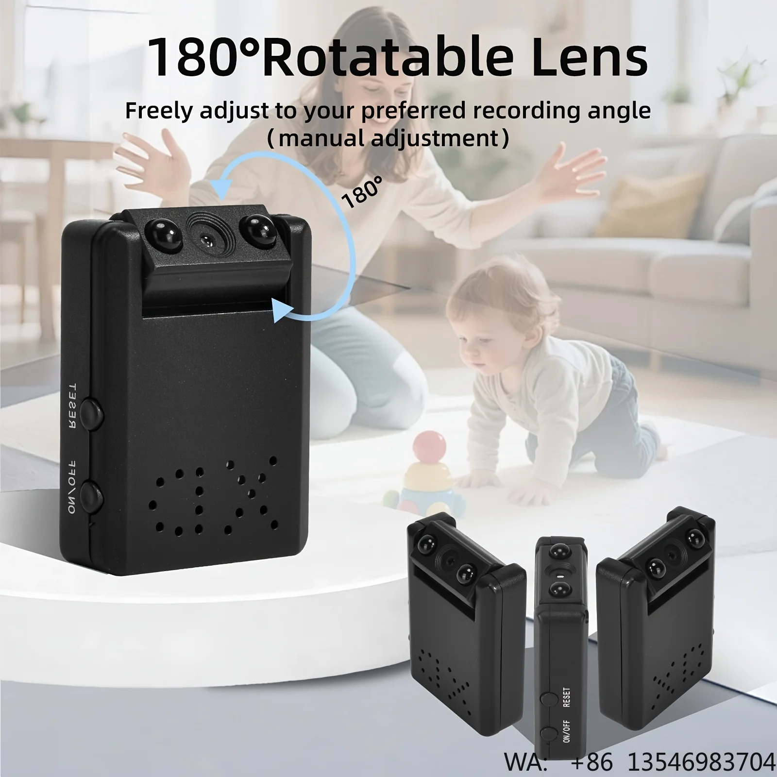 

Smallest Spy WiFi IP Camera,Wireless Remote Camera,HD1080P Camera, AI Motion Detection