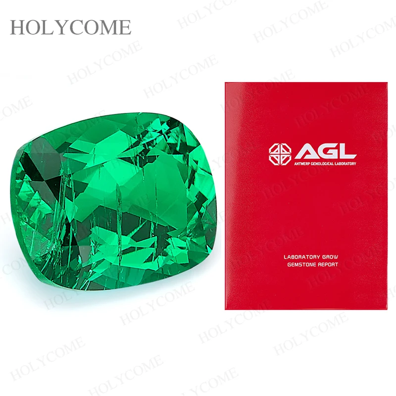 Lab Grown Columbia Emerald Elongate Cushion Cut Loose Gemstone Synthetic Diamond AGL Certificate Charms Beads For Jewelry Making