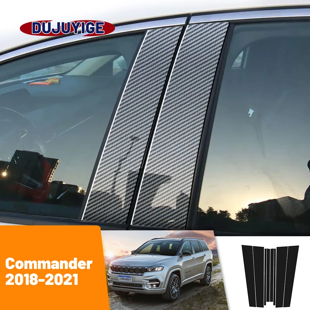 

For Jeep Commander 2018-2021 2019 2020 Carbon Fiber Window Door Column Deal B C Pillar Post Cover Trim Sticker