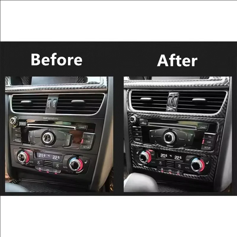For Audi A4 B8 A5 S5 Carbon Fiber Center Console Dashboard Gear Shift Air Outlet Vent Trim Set Car Interior Accessories Sticker - view 2
