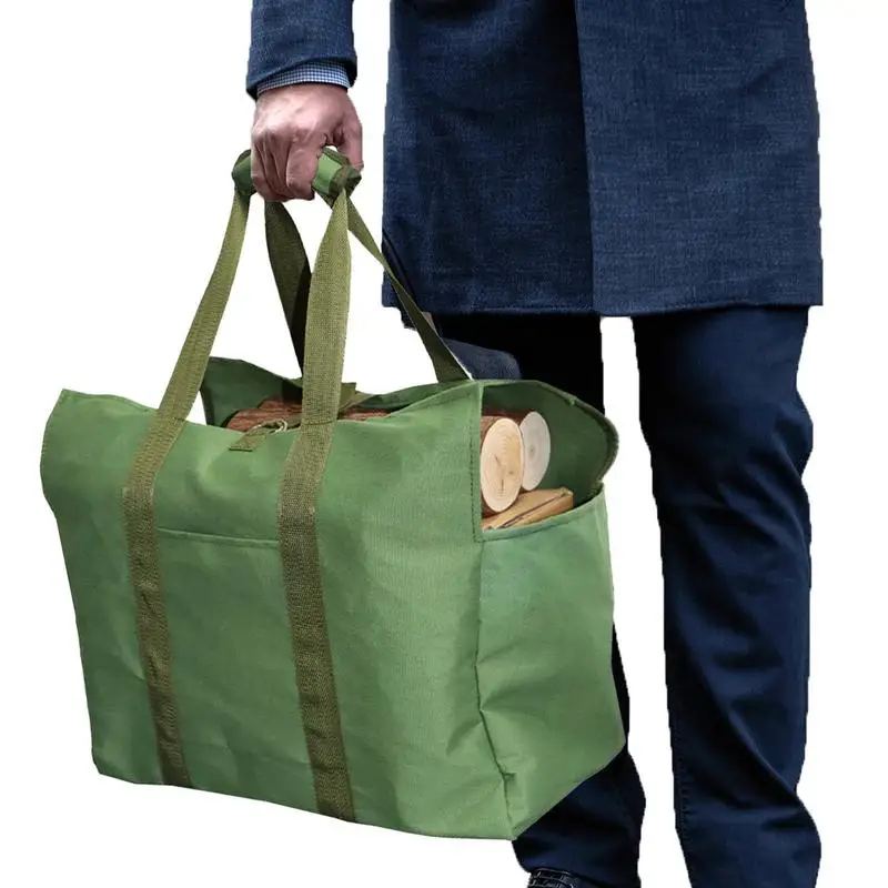 Firewood Carrier Bag Log Carrier Bag Firewood Waxed Canvas Tote Bag Folding Storage Log Tote Bag Stove Accessories For Picnic