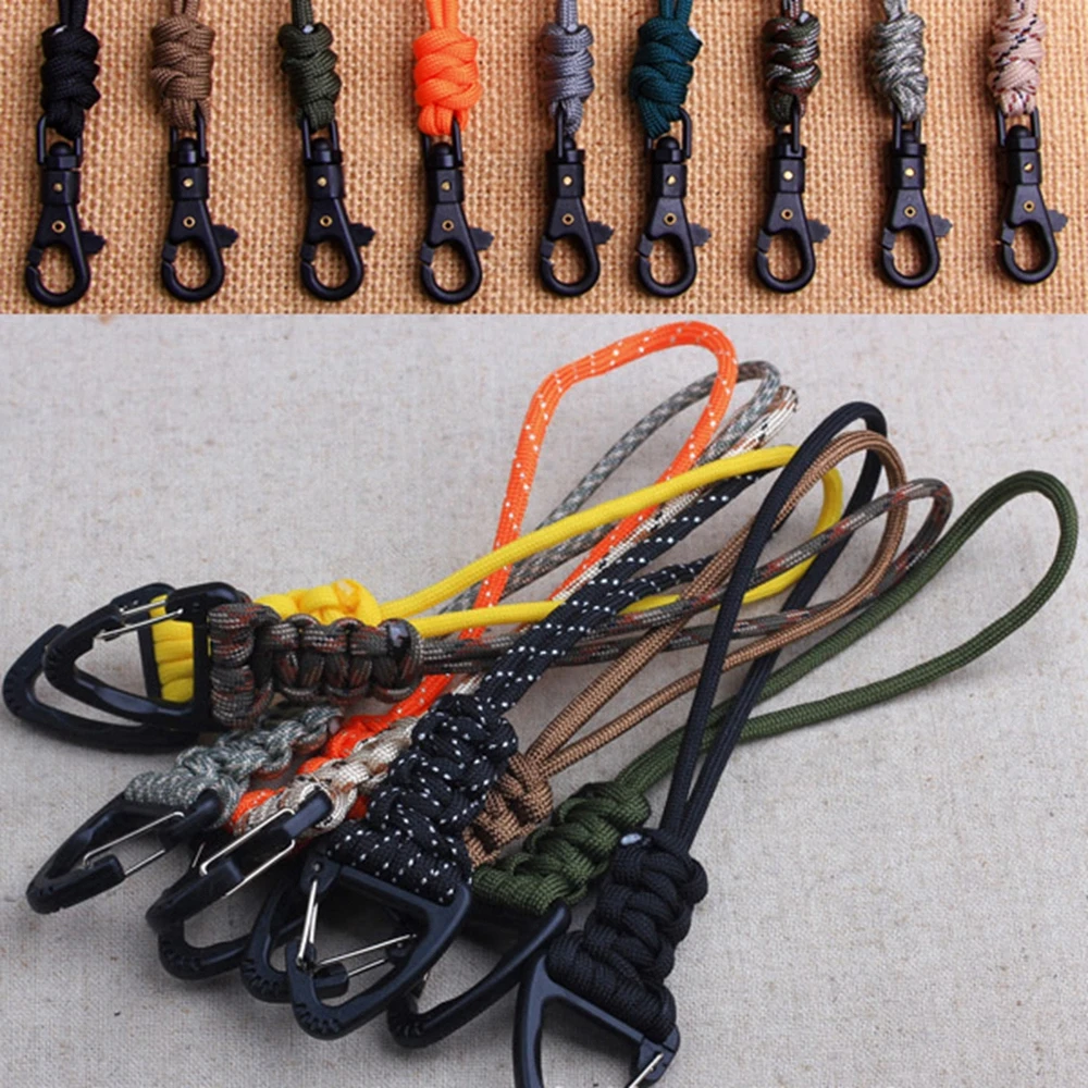 19 Styles High Strength Emergency Survival Backpack Paracord Keychain Lanyard Triangle Buckle Key Ring Parachute Cord