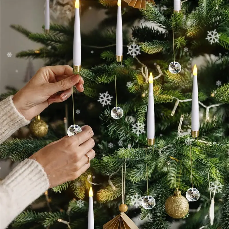 A69E24 Pcs Lilin Natal Berkedip dengan Remote untuk Pohon Natal Lilin LED Berkedip Tanpa Api Cahaya Hangat Tempat Lilin