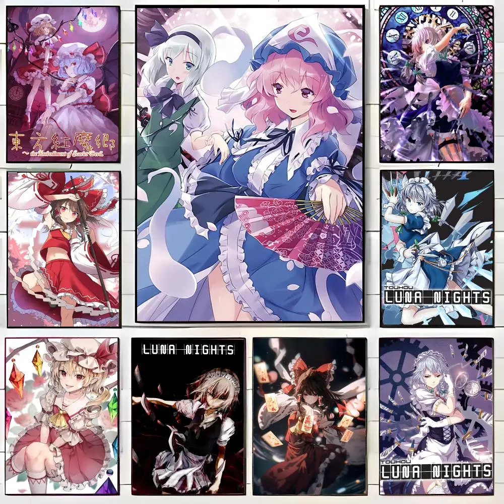 Hot Game Anime The T-Touhou Project Poster HD Home Decor Sticky Wall Waterproof Home Living Room Bar Aesthetic Decor