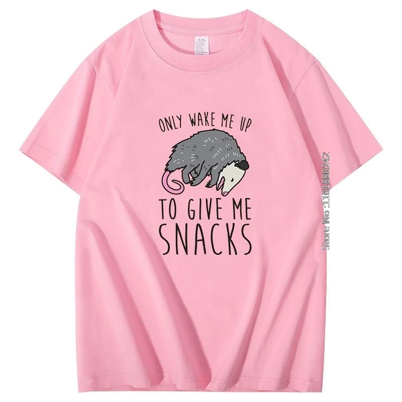 Only Wake Me Up To Give Me Snacks funny graphic t shirts Summer men's short sleeve t-shirt Oversized Cotton T-shirt Men clothing