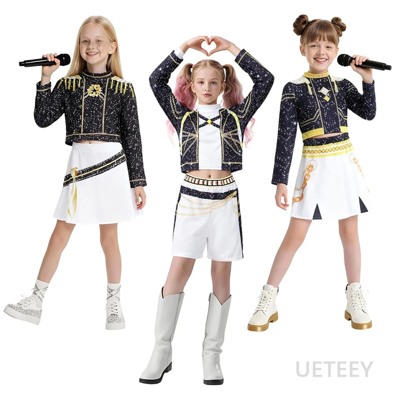 Conjunto de disfraz de Kpop Idol Group, falda superior, disfraz de fiesta de Halloween para niñas, grupo de cazadora de demonios, ropa de actuación Rumi Mira Zoey