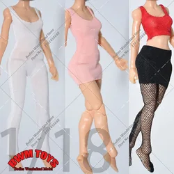 1/18 Scale Mini Women Doll Sleeveless Low Cut Bodysuit Dress Skirt Model for 3.75 inches Female Solider Action Figure Body
