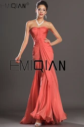 New Arrival Strapless Mermaid Evening Gowns Sweetheart Neckline Orange Chiffon Evening Dress