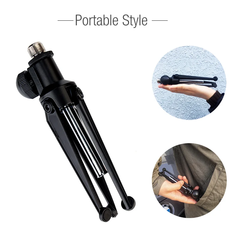 Yinyu MS027 Desktop Tripod Mic Stand Foldable Zinc Base 14-19cm Adjustable 5/8