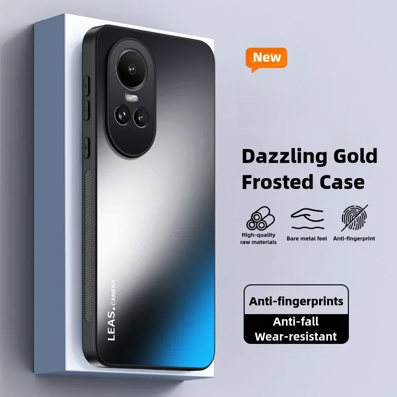 Case for Oppo Reno10 Pro 5G Global Frosted Dazzling Gold Silicone Protection Hard Phone Cover OppoReno10Pro CPH2531 CPH2525