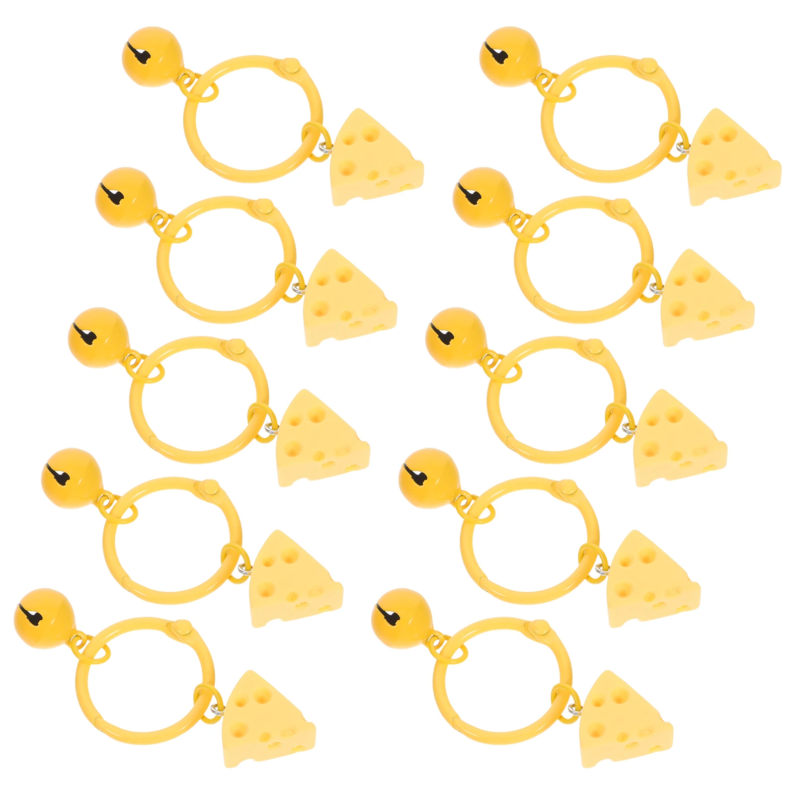 

10 Pcs Cheese Keychain Food The Bell Bag Hanging Decoration Yellow Chains Cute Backpack Keychains for Dessert
