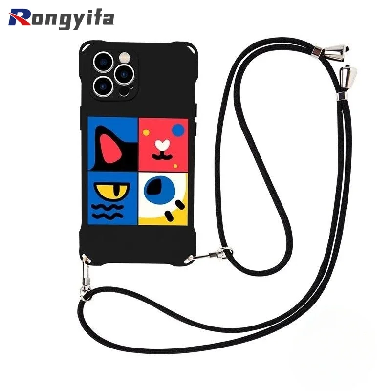 Voor Honor X7C 200 Smart 200 X9A X9B X9 X8 100 90 Lite 80 70 60 Pro Plus SE 30 Magic 6 5 4 Lite Telefoon Case Puzzel Kat Strap Cover
