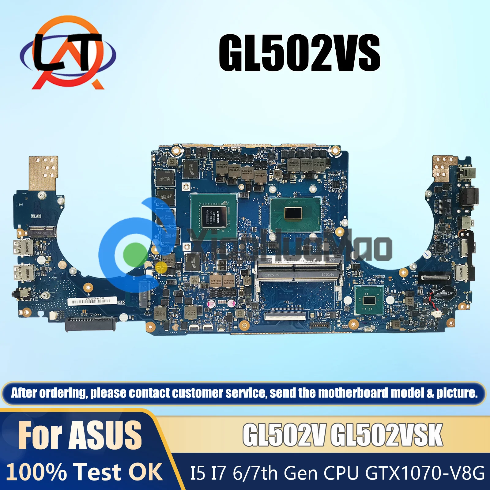 GL502VS Laptop Mainboard For Asus ROG Strix S5V GL502V GL502VSK FX60V GAME notebook motherboard I5 I7 6/7th Gen CPU GTX1070-V8G