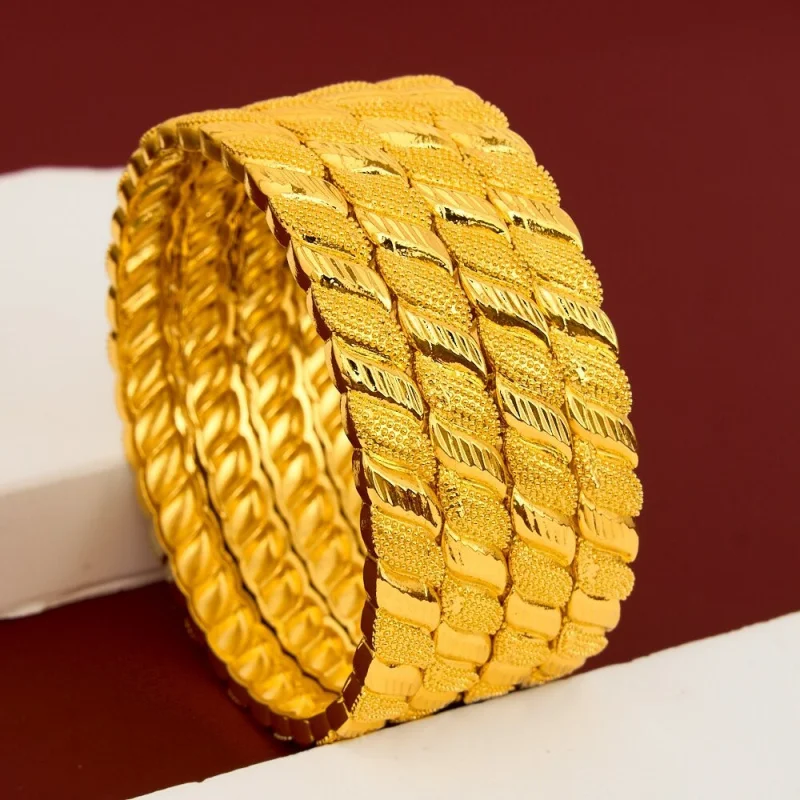 Luxury 100% Real 24K Gold Delicate Hollowed Out Women'S Fashion Bracelet Minimalist Lightweight Trendy Elegant