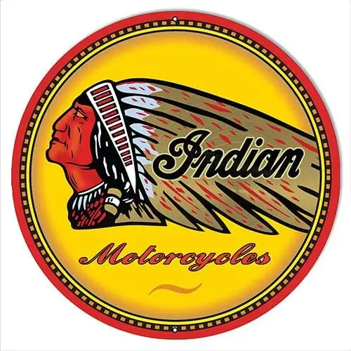 Victory Vintage Signs Indian Motorcycles Reproduction Garage Metal Sign 14x14 Round