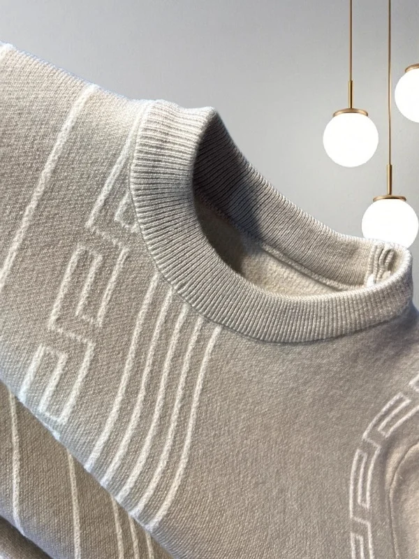 Retro round Ne Men's Slim Fit Striped Knit Base irt Warm Casual Sle Autumn Winter Faion Brand Sweater Knitted Top