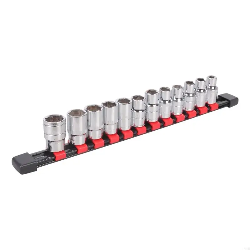 P9FB Pack of 13 Robust Drive Socket with Storage Rack for Precise Fit and Quick Changes Efficiency for Repair Enthusiasts
