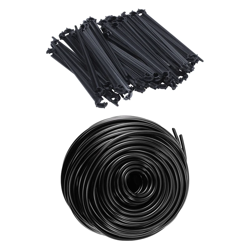 

50Pcs C-Shaped Garden 4 / 7Mm Drip Irrigation Pipe Bracket & 1X 50M Watering Tubing Hose Pipe 4/7Mm Hose Drip