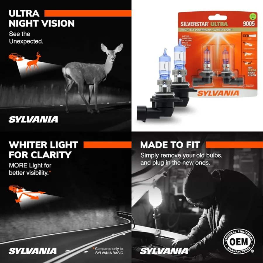 

- 9005 SilverStar Ultra - High Performance Halogen Headlight Bulb, High Beam, Low Beam and Fog Replacement Bulb, Brightest Down