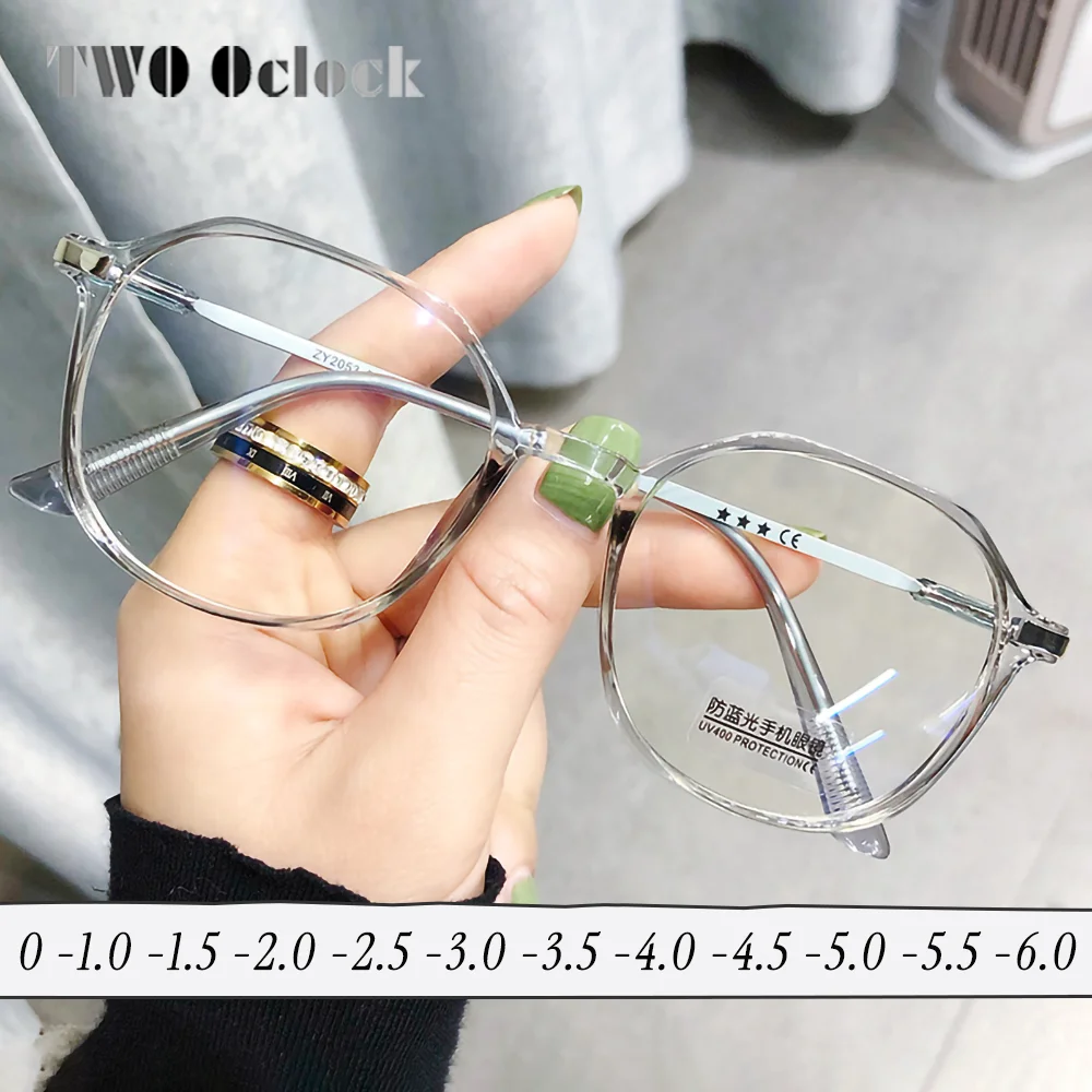 Ultra-light TR90 Myopia Glasses Women Transparent Prescription Corrective Glasses Minus Sight Anti Blue Light Eyeglass Frame