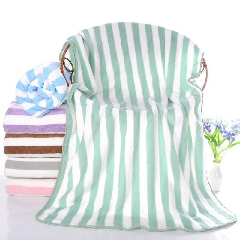 Simple Stripes Absorbent Quick Drying Bath Towel Sets Soft Adults Face Hand Towels Bathroom Microfiber Comefor Swim Bath Towels