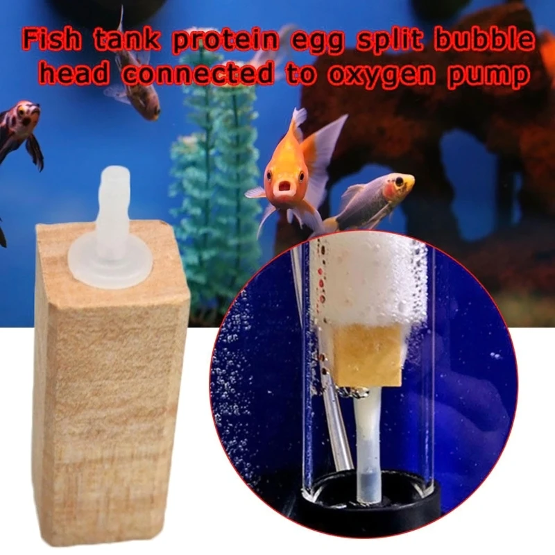 Aquarium Natural Wooden Air Bubble Stone Diffuser Oxygen Increasing Wood Air Stone for Fish Tank Pond Smooth Texture