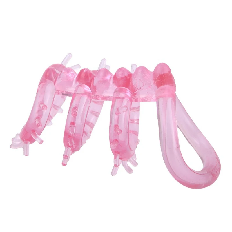 Unique Pink Crystal Dragon Bones Shape Semen Lock Ring Men Use Delay Ejection Cock Rings Muscle Thicken Penis Pump Couple Tools