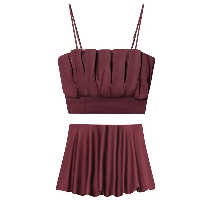 

Модный топ на подтяжках, темпераментные брюки-кюлоты-фонарики, комплект из двух предметов