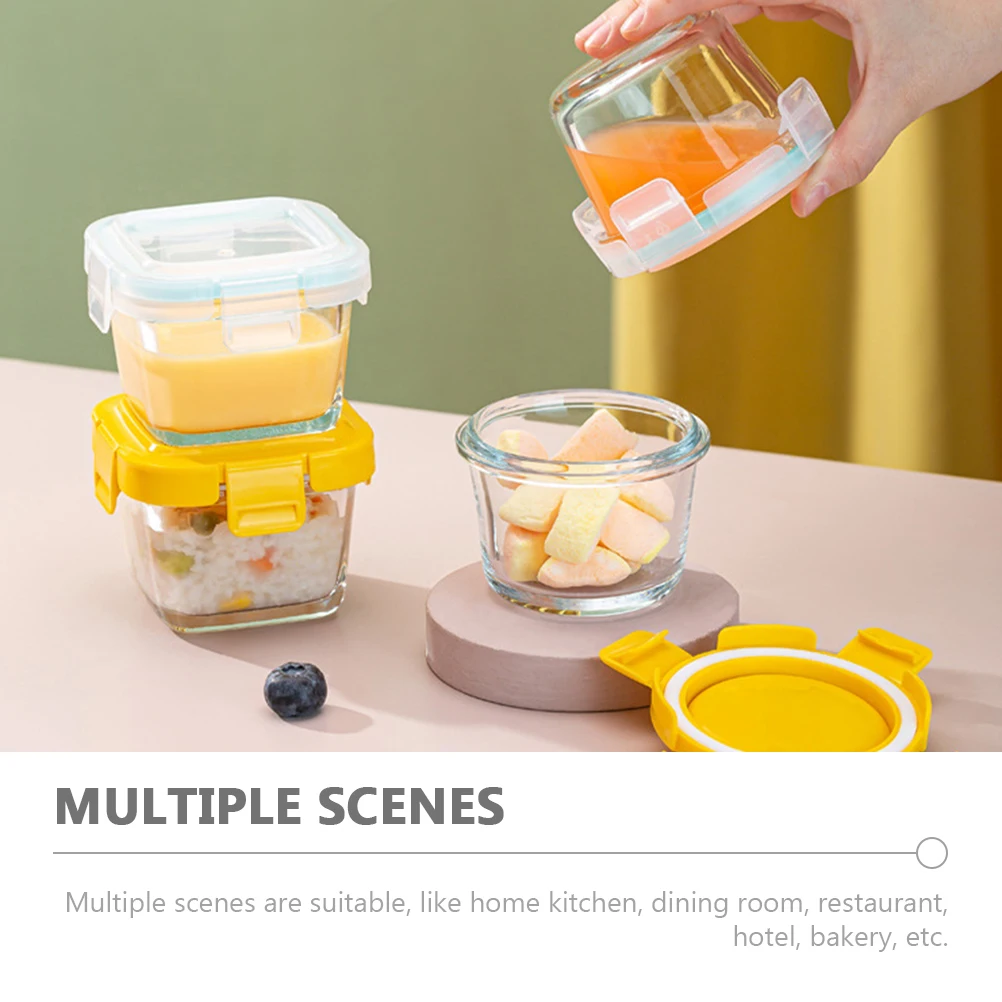 

4 шт. банки для хранения детского питания, стеклянные миски для смешивания с крышкой, герметичные герметичные многоразовые контейнеры для кухонной миски с крышкой