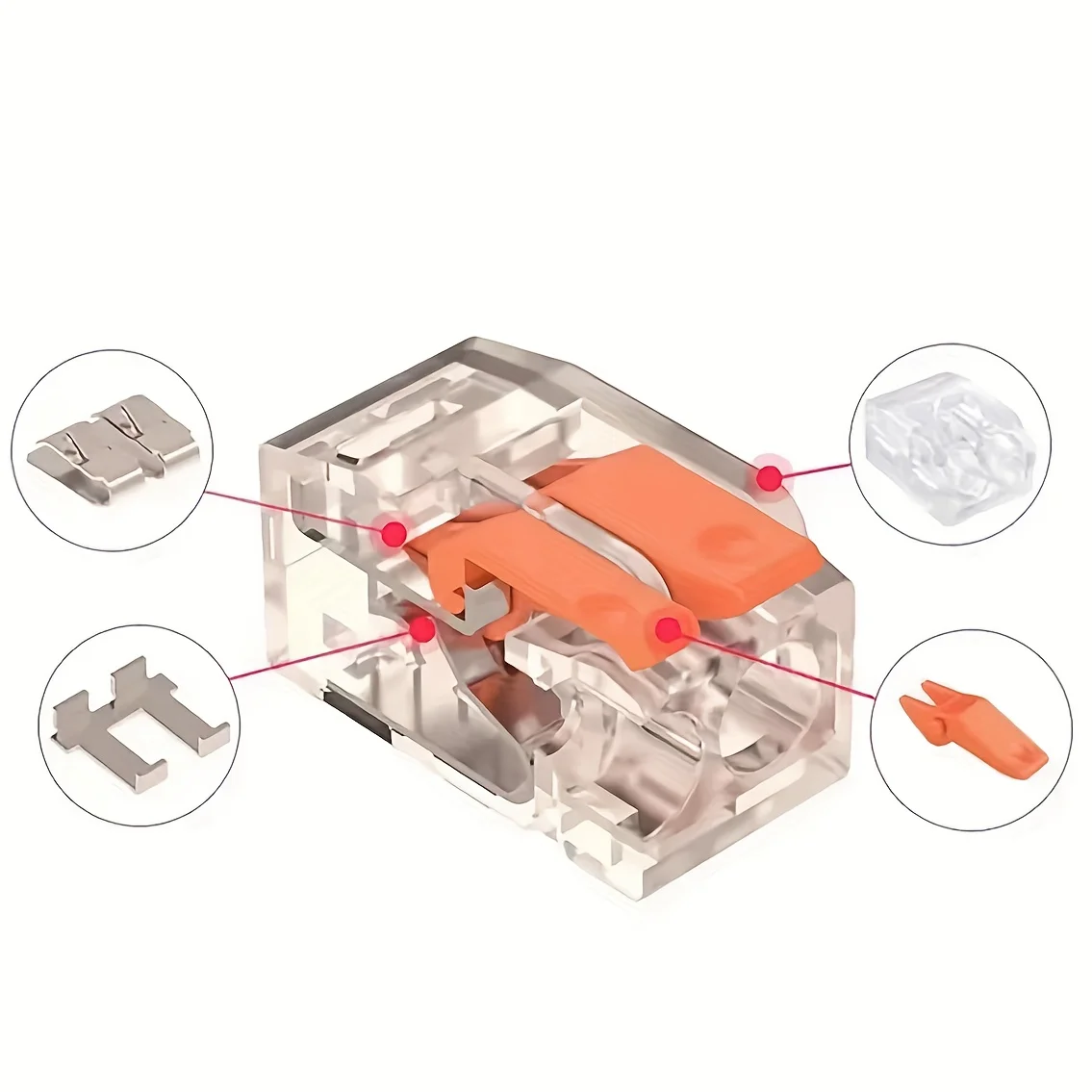 Universeller Quick PlugIn Mehrfachanschluss in Orange, elektrische Anschlussklemmen 250 Volt 32 Ampere, ideal für sichere und schnelle Verbindungen, langlebiges Zubehör für Elektroverkabelung, Heimwerker- und Industrie – Detail 11