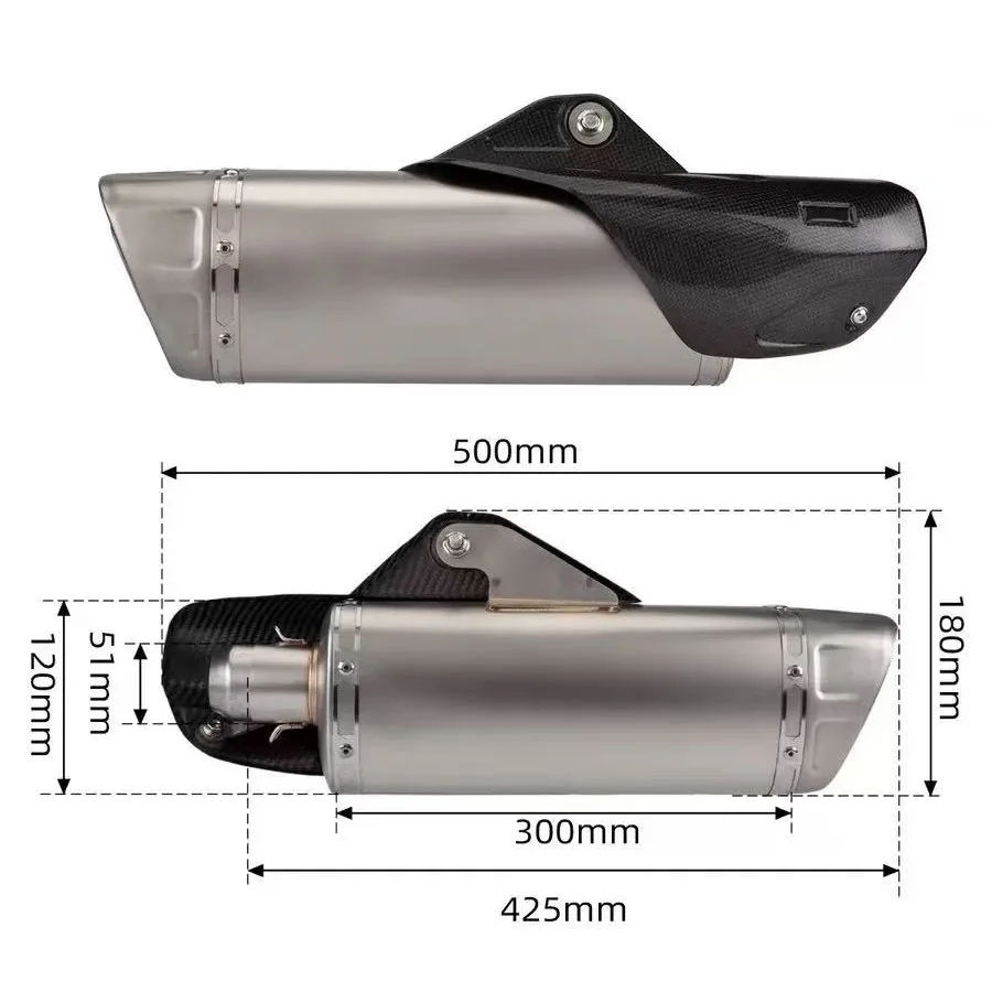 51MM Stainless Motorcycle Exhaust High - Efficiency Muffler fit for the R1 er6n sv650 Z800 R1 F850 Z900 M1 cb650f cb1000r