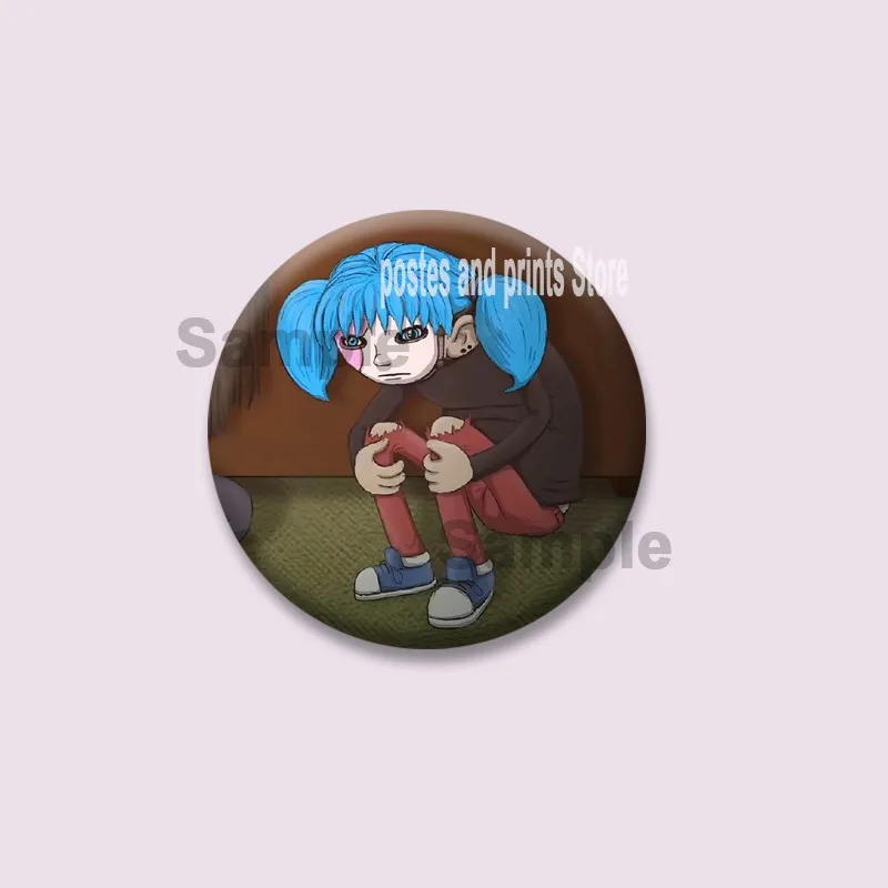 Horror Game Sally Face Enamel Pins Handmade Custom Round Brooch Creative Lapel Badge Backpack Clothing Accessories Jewelry Gifts