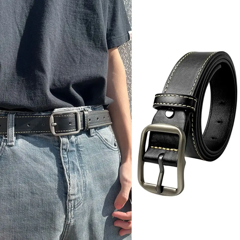 Men Versatile Casual Thin Waist Strap Pin Buckle Waistband Trouser Dress Belts Leather Belt