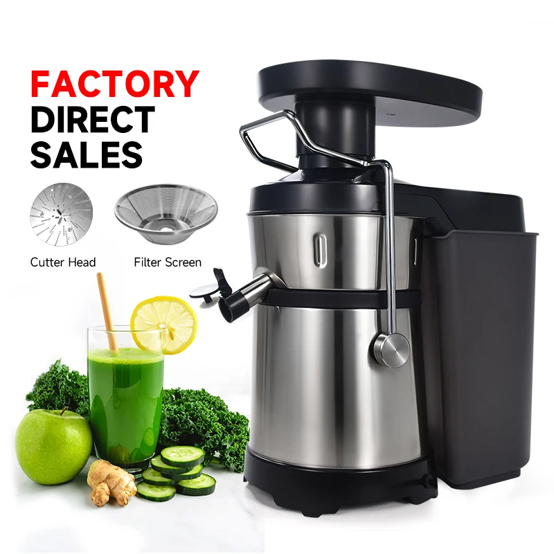 Moseener Electric Stainless Steel Big Mouth Slow Cold Press Commercial Automatic Pulp Ejection Juice Extractor 2.5L Capacity