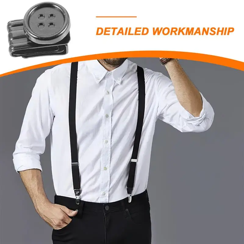 6 Pcs Strap Buttons Suspender for Mens Pants Accessory Clip Jeans Iron Men\'s Suspenders  Button End Brace Clip Brace Clips