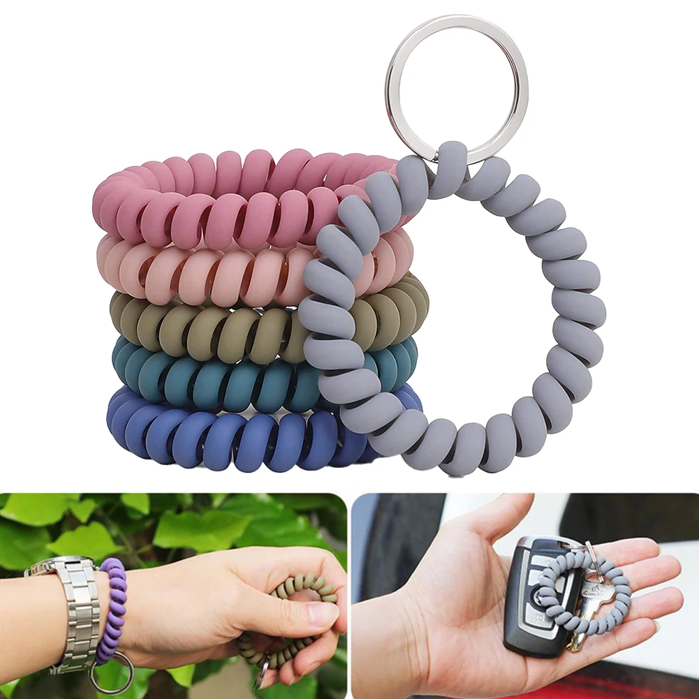 6pcs Stretchable Wristband Wristlet Keychain Wrist Key Chain Wristlet For Sauna Gym Reliable Wrist Key Holder Accessories