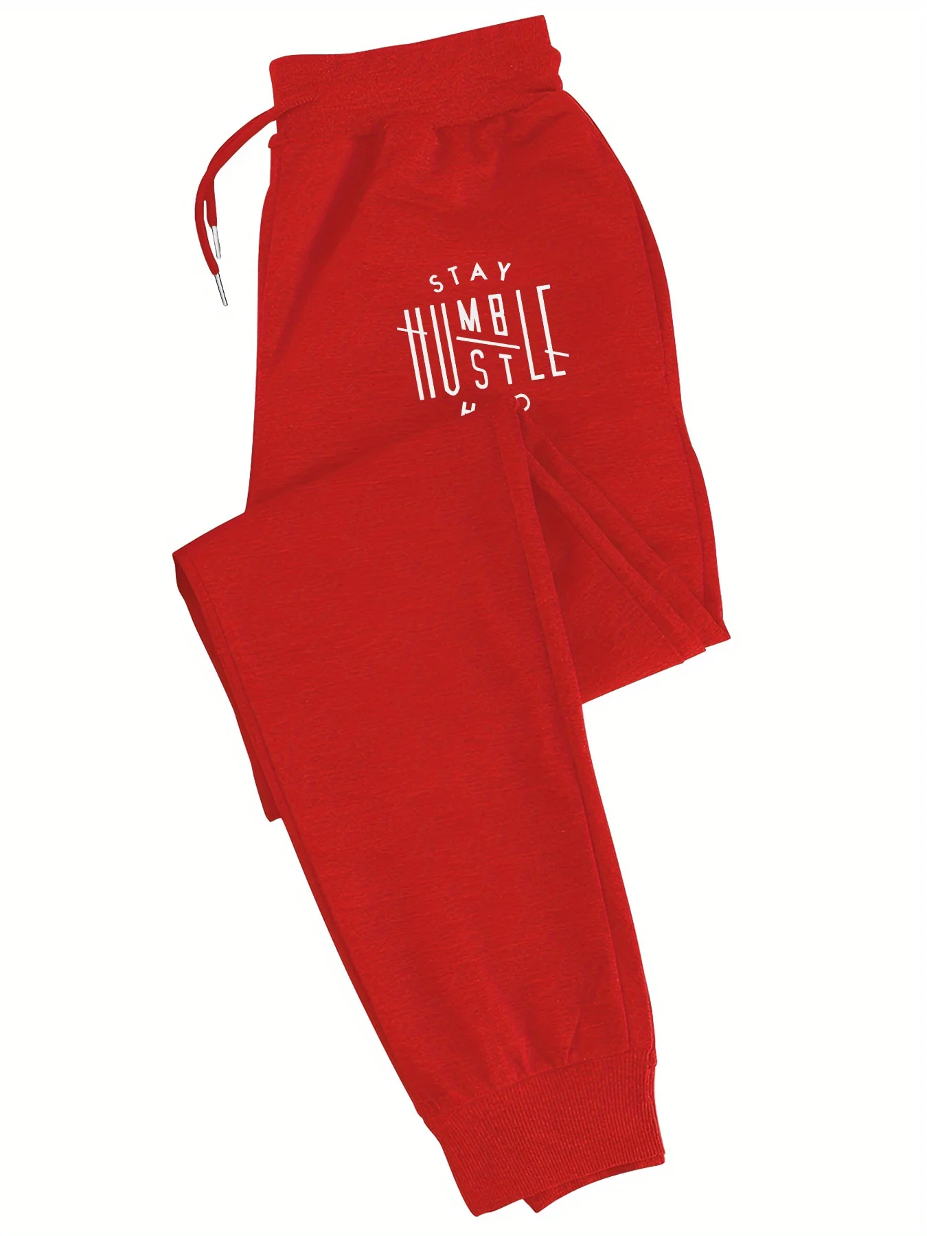 Art‑styled stacked text graphic print relaxed loose sweatpants men hip hop sports casual jogger pants modern cut