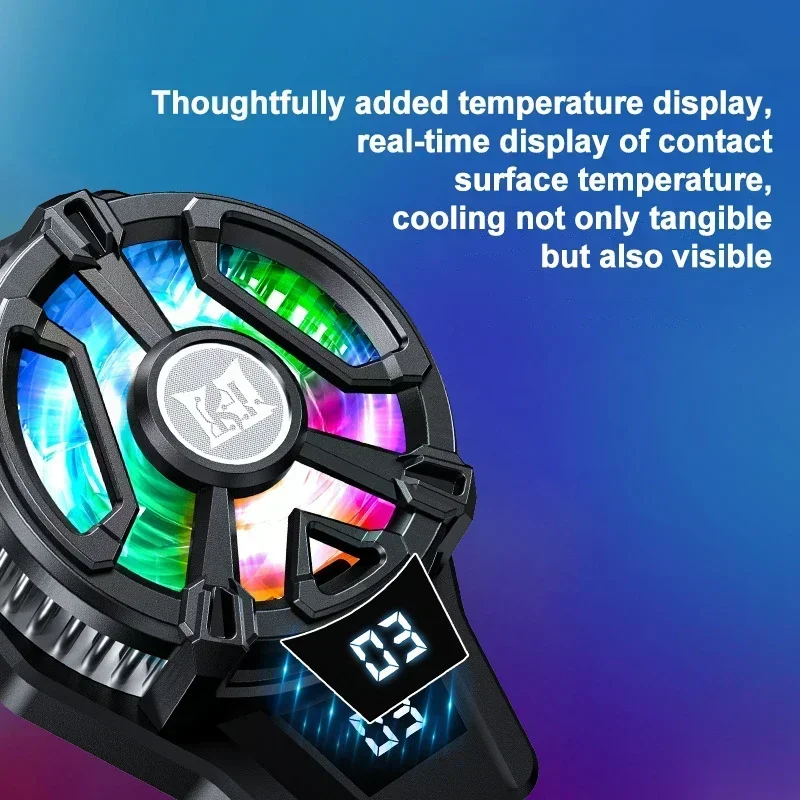 N7 Mobile Phone Back-clip Semiconductor Radiator w/ Digital Display Function Summer E-sports PUBG Game Cooler for IPhone Android