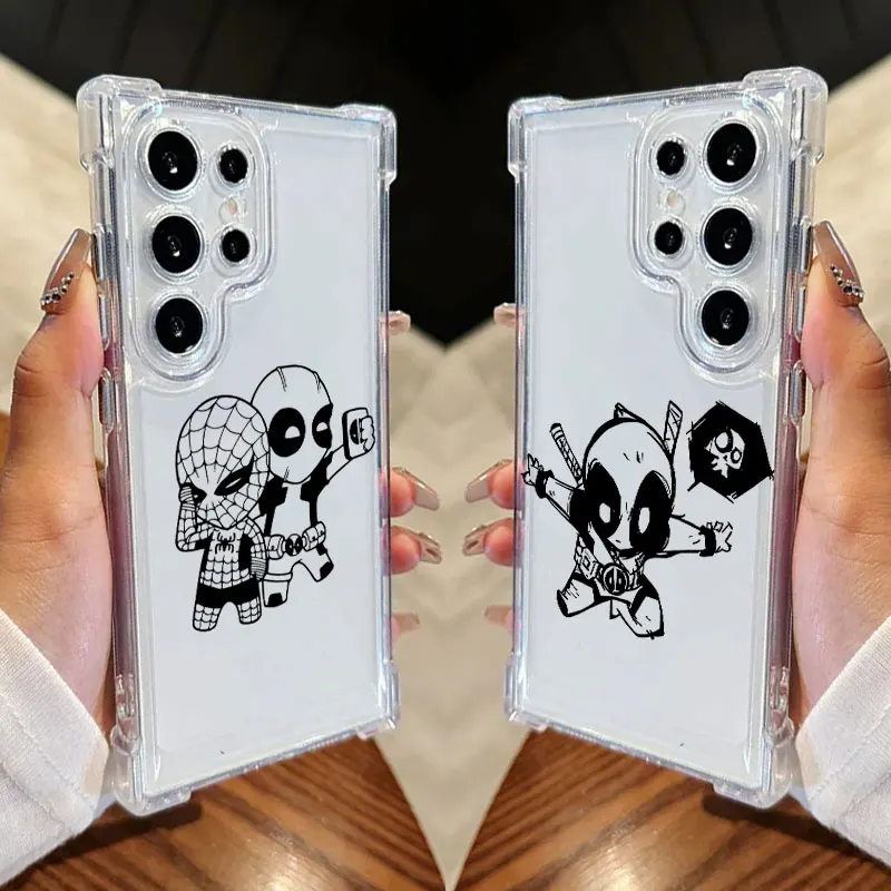 

Spider Man Deadpool Cute Clear Phone Case For Samsung Galaxy S26 S25 S24 Ultra S23 S22 Plus S21 S20 FE 5G Marvel Silicone Cover