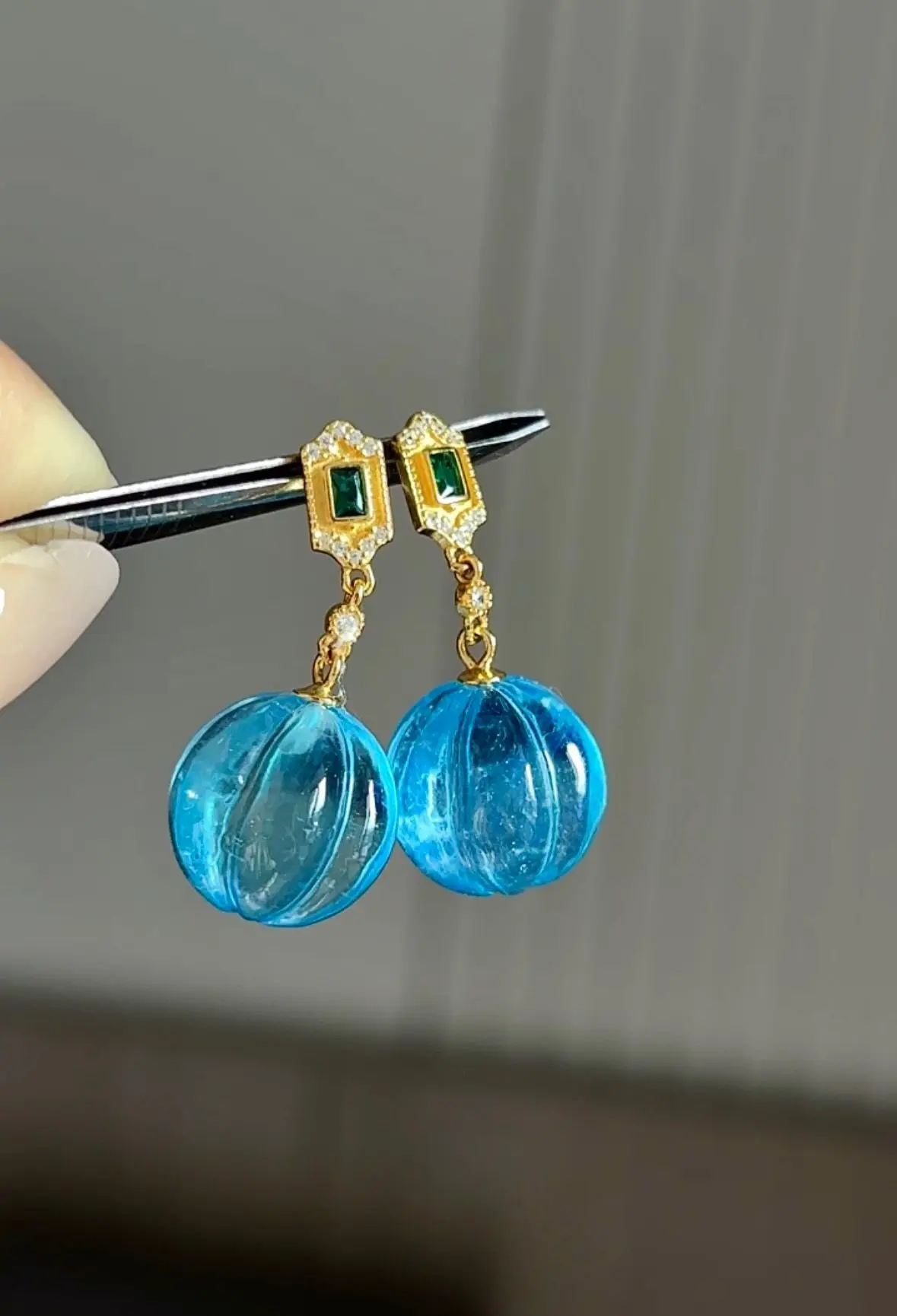 925 Silver Natural Aquamarine Pumpkin Bead Earrings, Clean Transparent Crystal Fresh Color, Sterling Silver Gemstone Gift