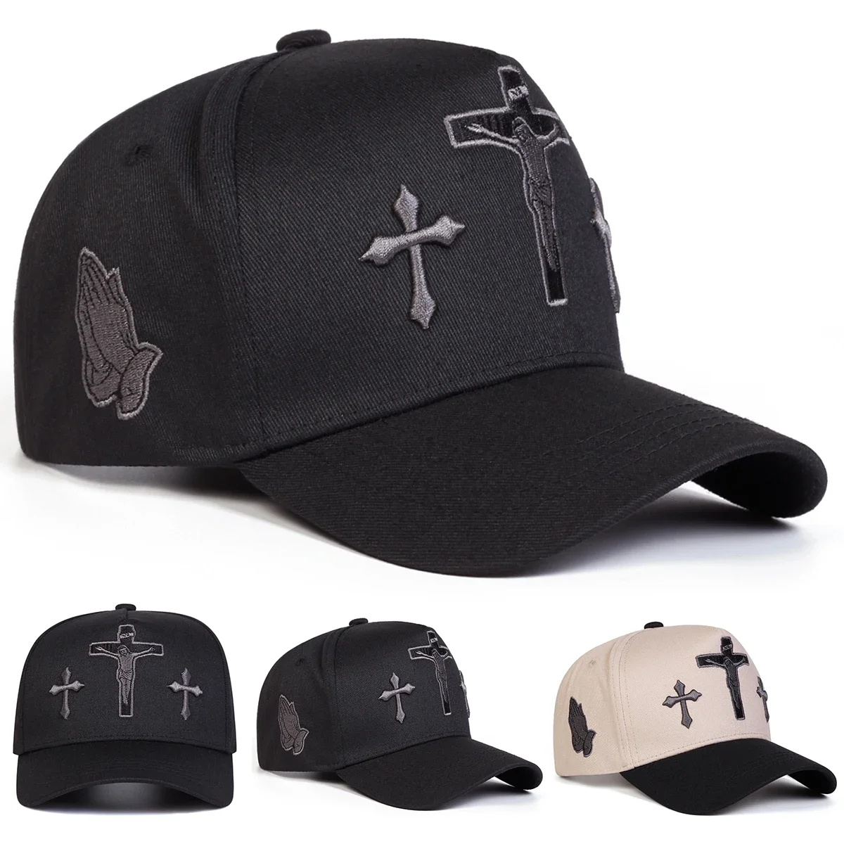 Unisex Cross Embroidery Baseball Caps Spring and Autumn Outdoor Adjustable Casual Hats Sunscreen Hat Sports Cap